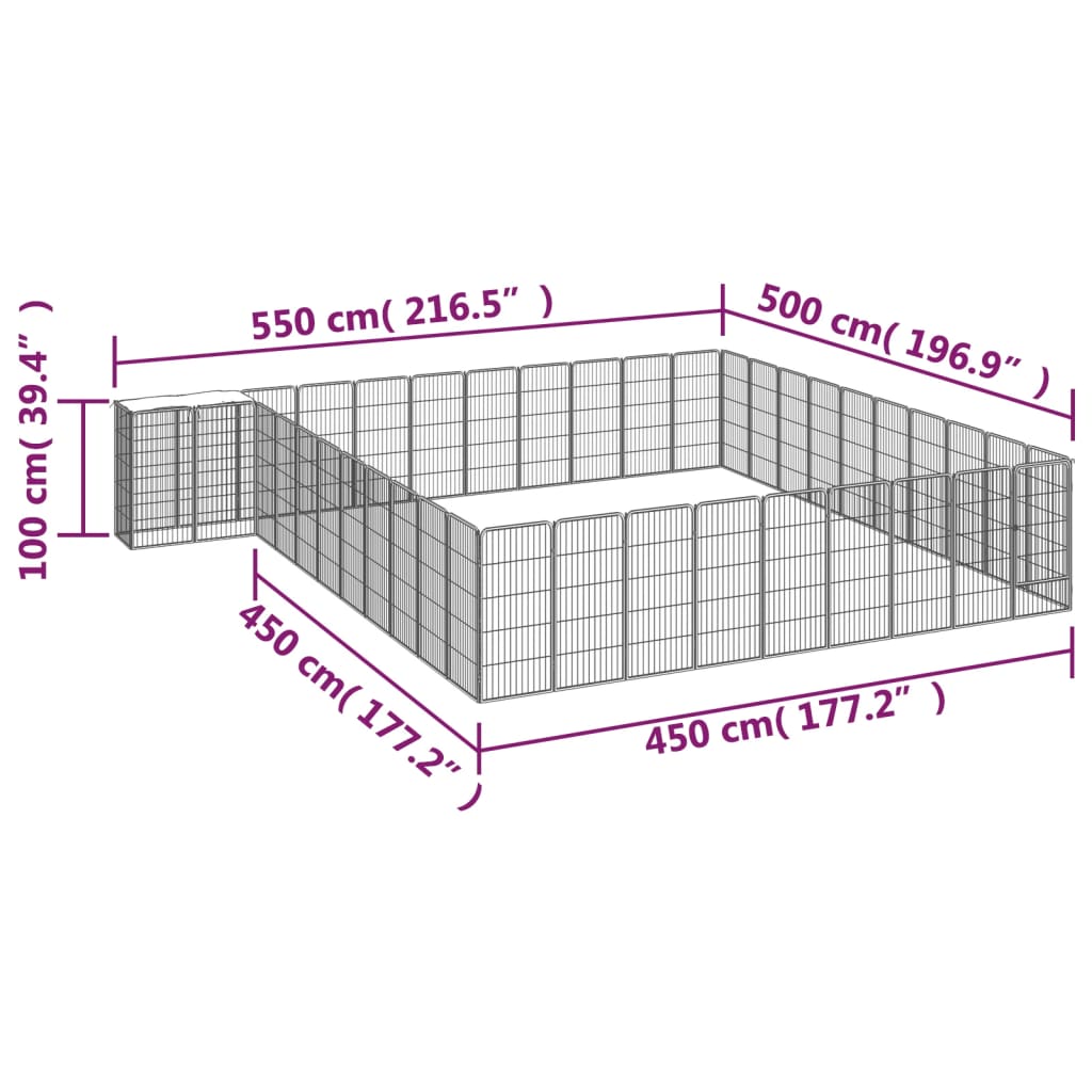 Hondenkennel 38 panelen 50x100 cm gepoedercoat staal zwart