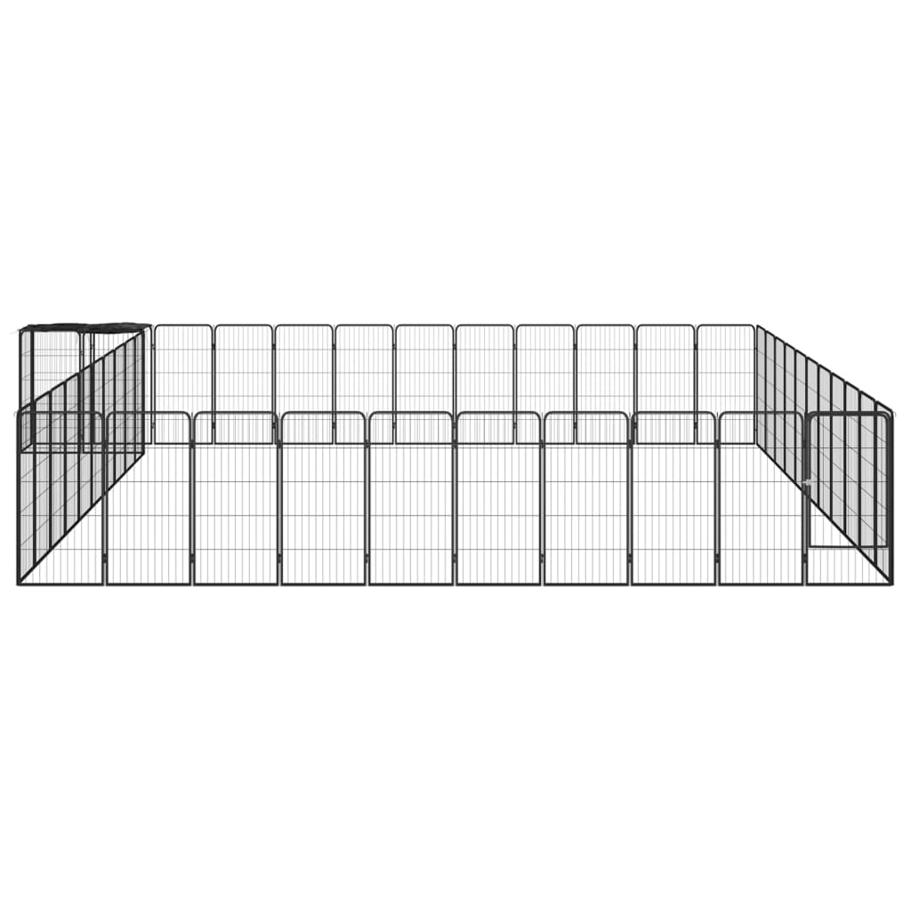 Hondenkennel 38 panelen 50x100 cm gepoedercoat staal zwart