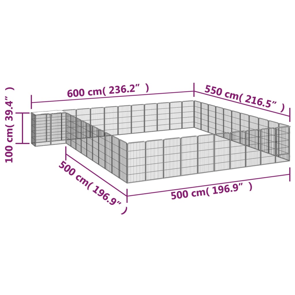 Hondenkennel 38 panelen 50x100 cm gepoedercoat staal zwart