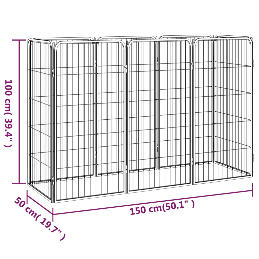 Hondenkennel 40 panelen 50 x 100 cm gepoedercoat staal zwart