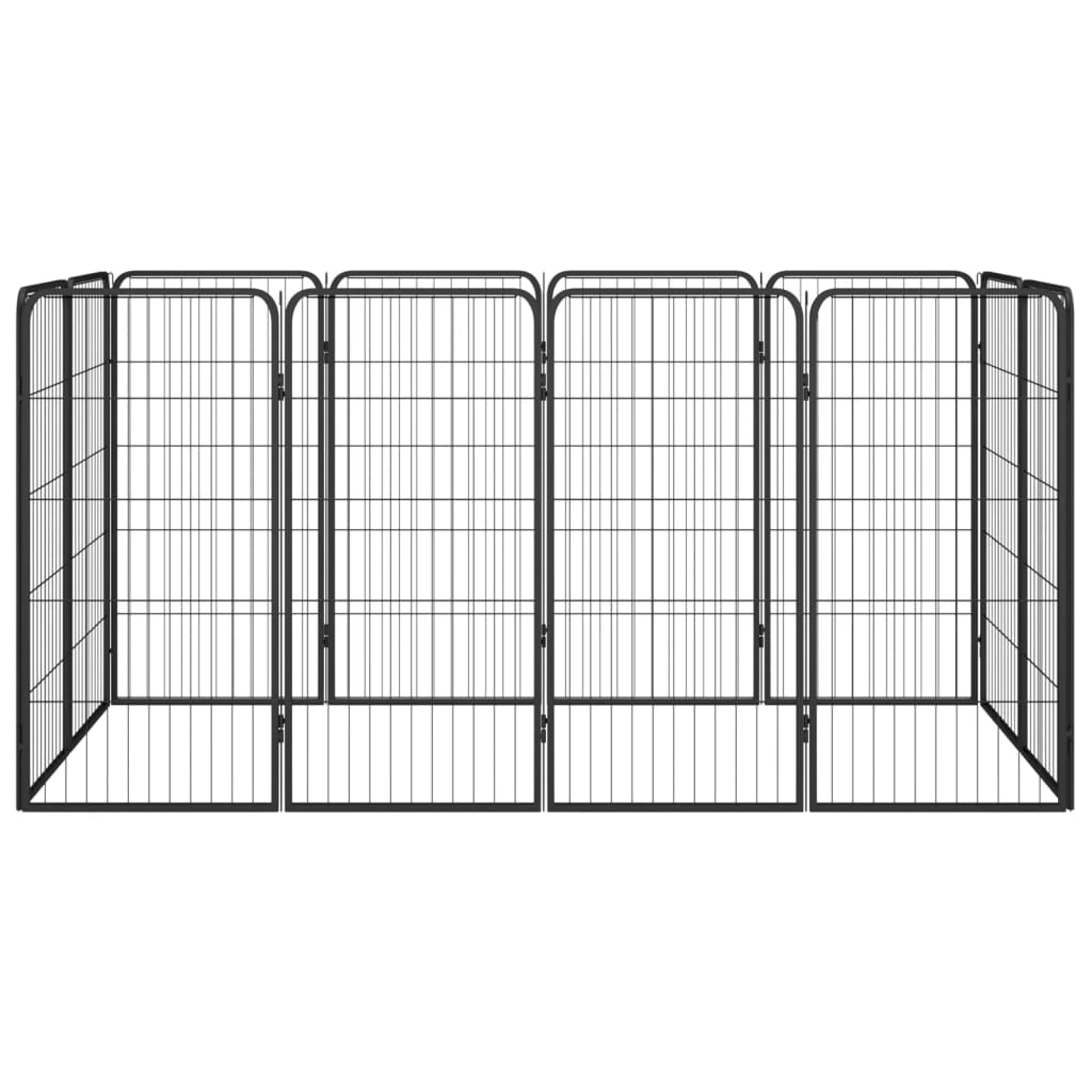 Hondenkennel 40 panelen 50 x 100 cm gepoedercoat staal zwart