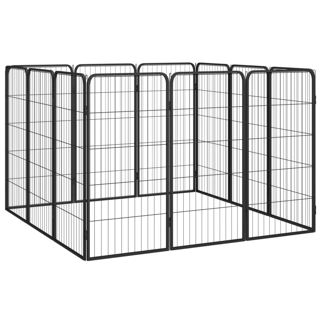 Hondenkennel 40 panelen 50 x 100 cm gepoedercoat staal zwart