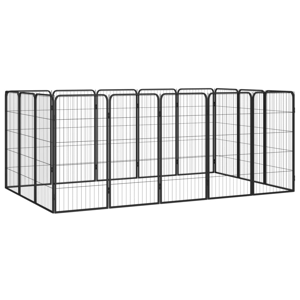 Hondenkennel 40 panelen 50 x 100 cm gepoedercoat staal zwart