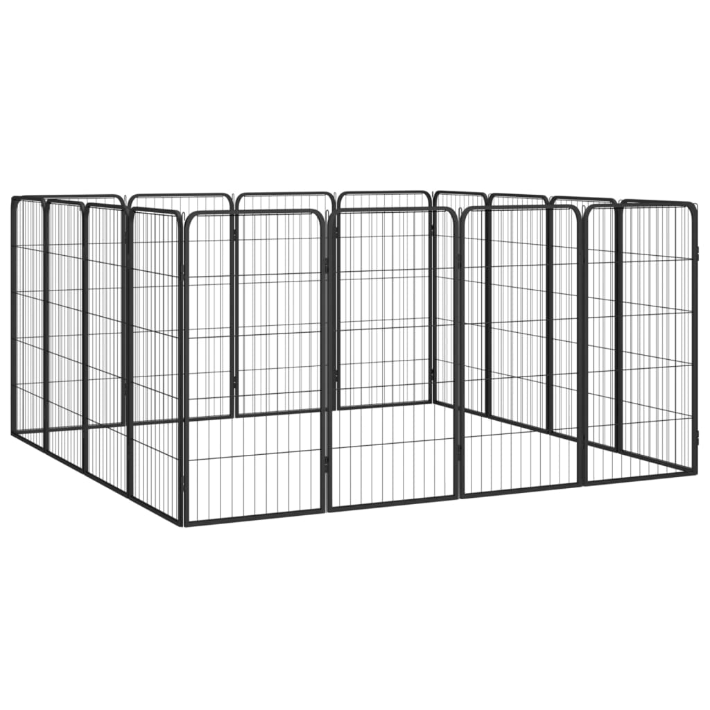 Hondenkennel 40 panelen 50 x 100 cm gepoedercoat staal zwart