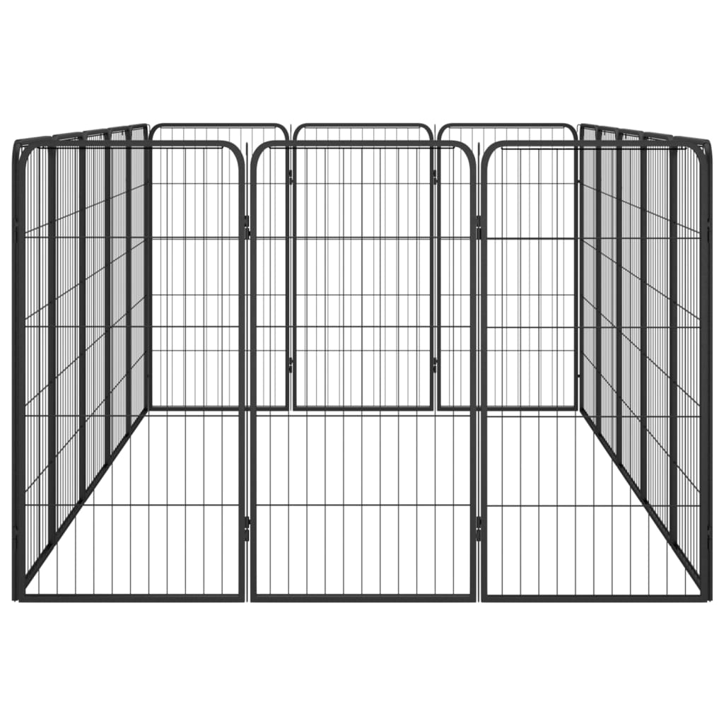 Hondenkennel 40 panelen 50 x 100 cm gepoedercoat staal zwart