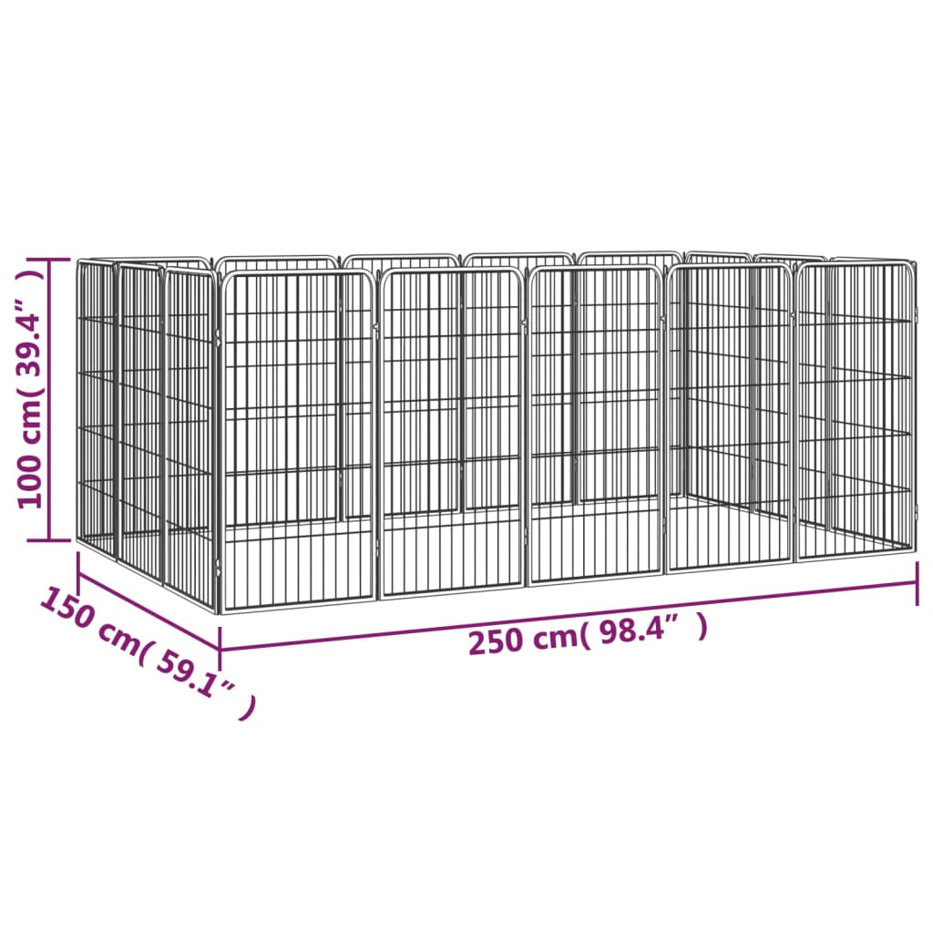 Hondenkennel 40 panelen 50 x 100 cm gepoedercoat staal zwart