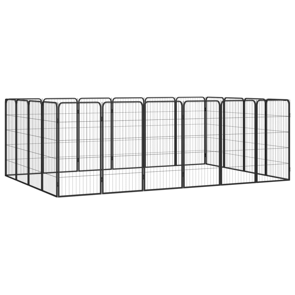 Hondenkennel 40 panelen 50 x 100 cm gepoedercoat staal zwart