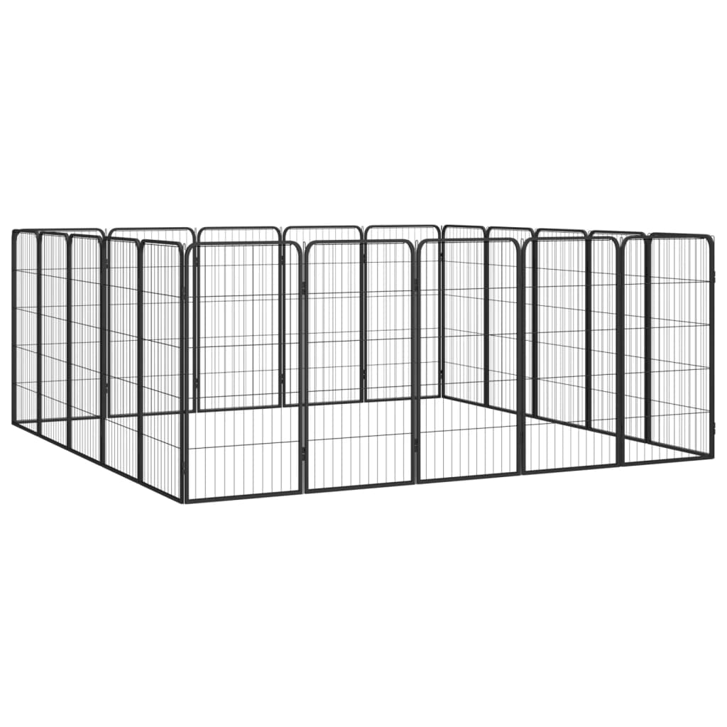 Hondenkennel 40 panelen 50 x 100 cm gepoedercoat staal zwart