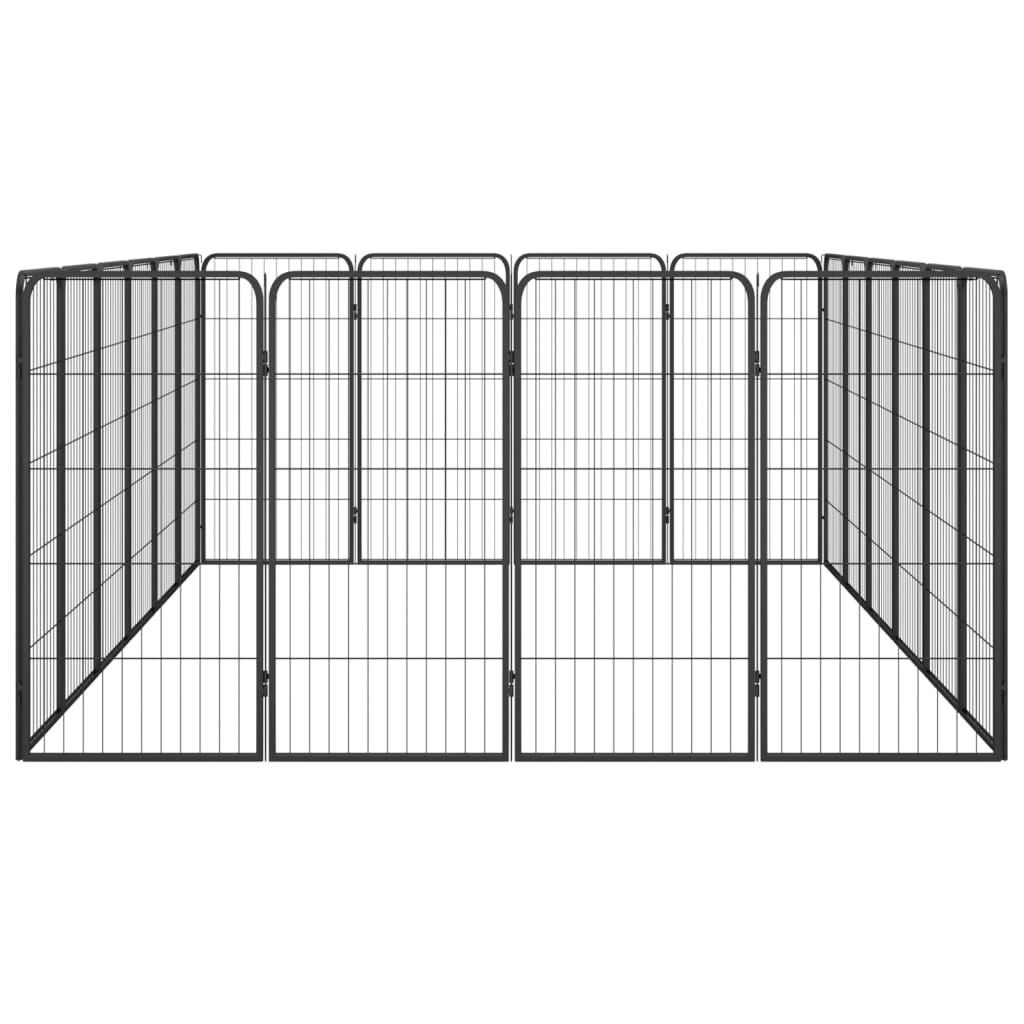 Hondenkennel 40 panelen 50 x 100 cm gepoedercoat staal zwart