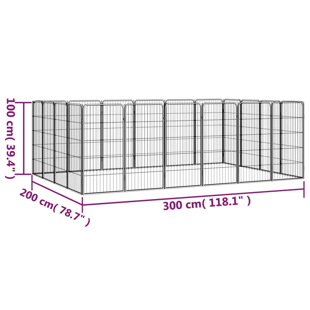 Hondenkennel 40 panelen 50 x 100 cm gepoedercoat staal zwart