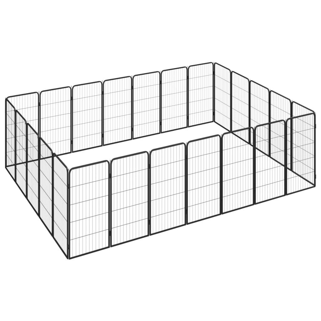 Hondenkennel 40 panelen 50 x 100 cm gepoedercoat staal zwart