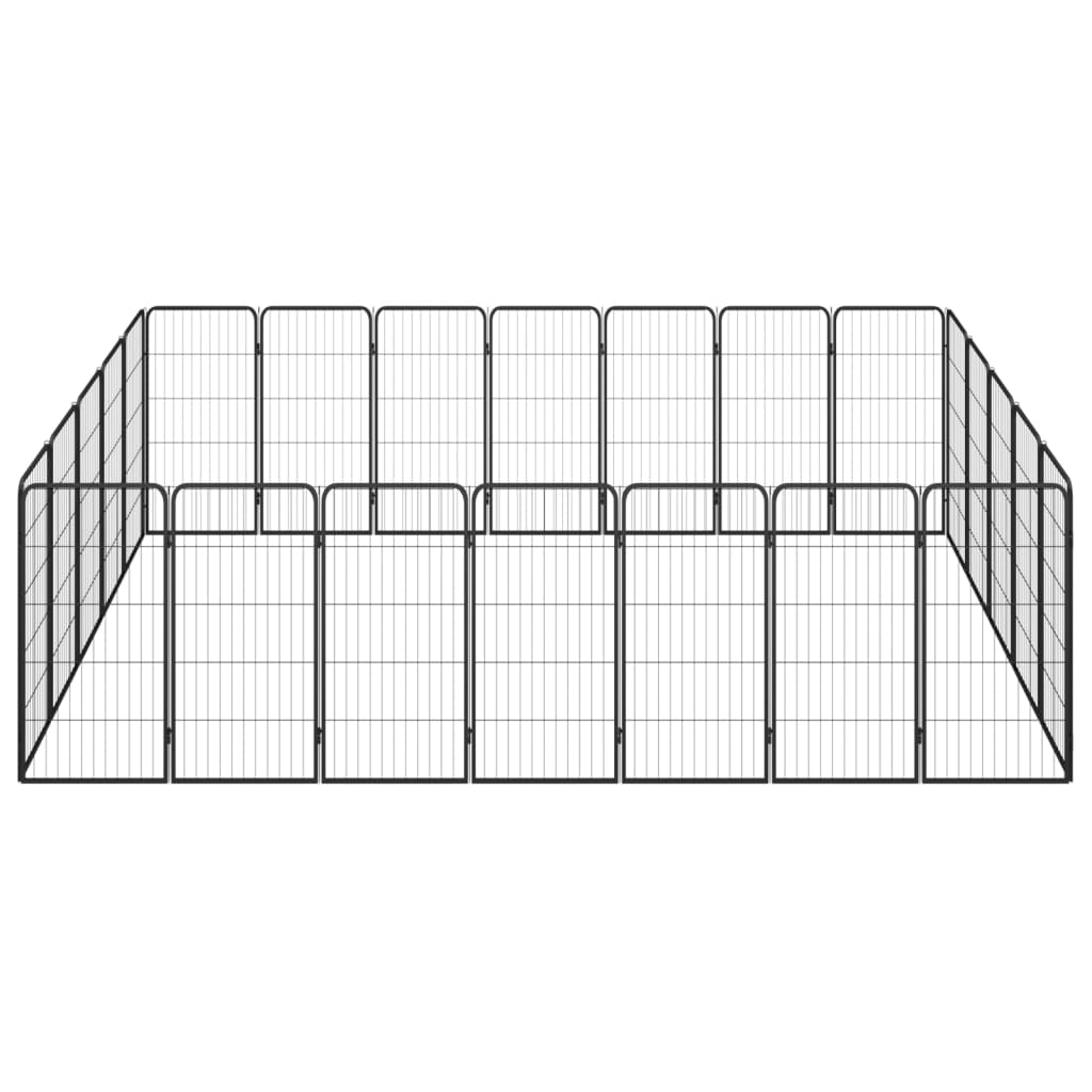 Hondenkennel 40 panelen 50 x 100 cm gepoedercoat staal zwart