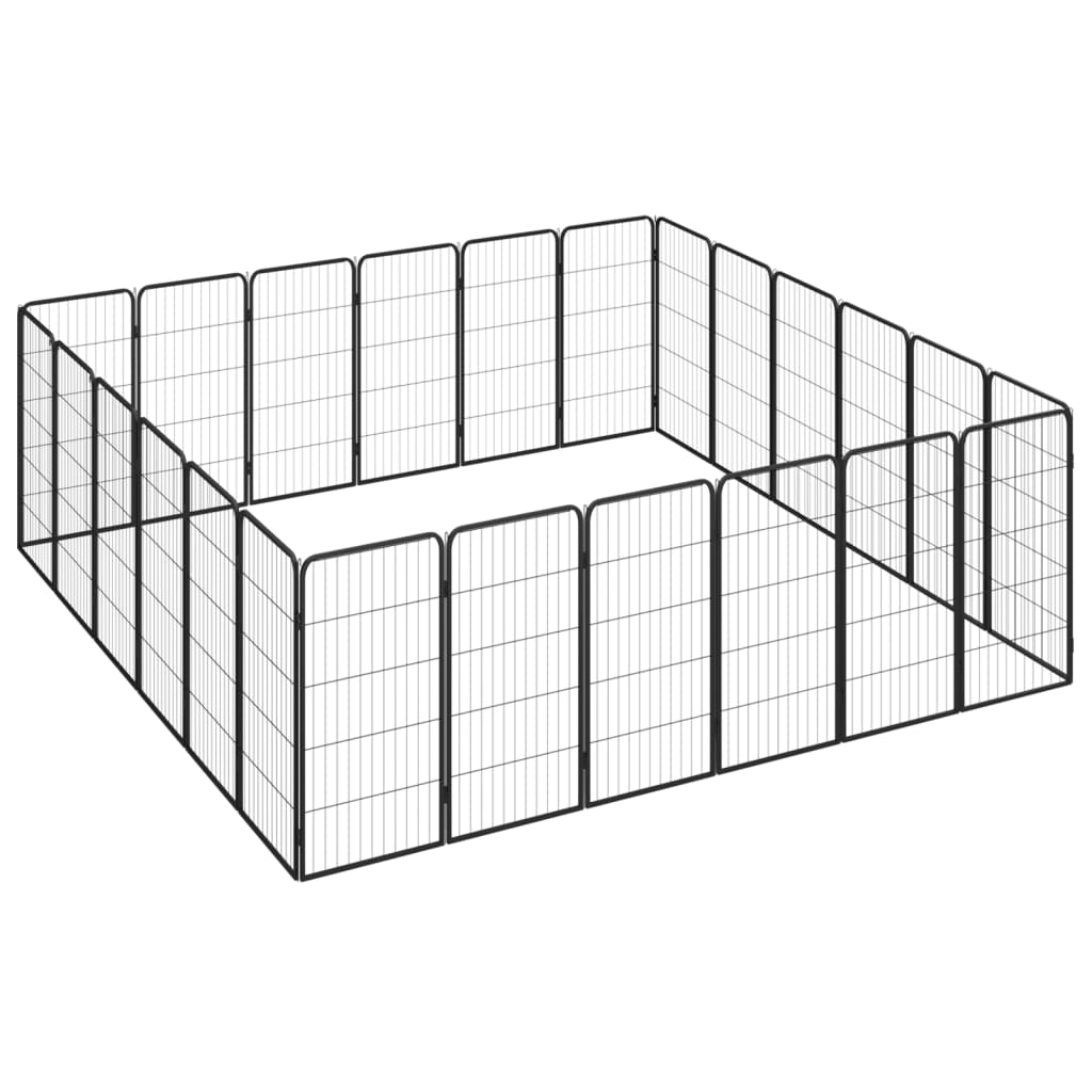 Hondenkennel 40 panelen 50 x 100 cm gepoedercoat staal zwart