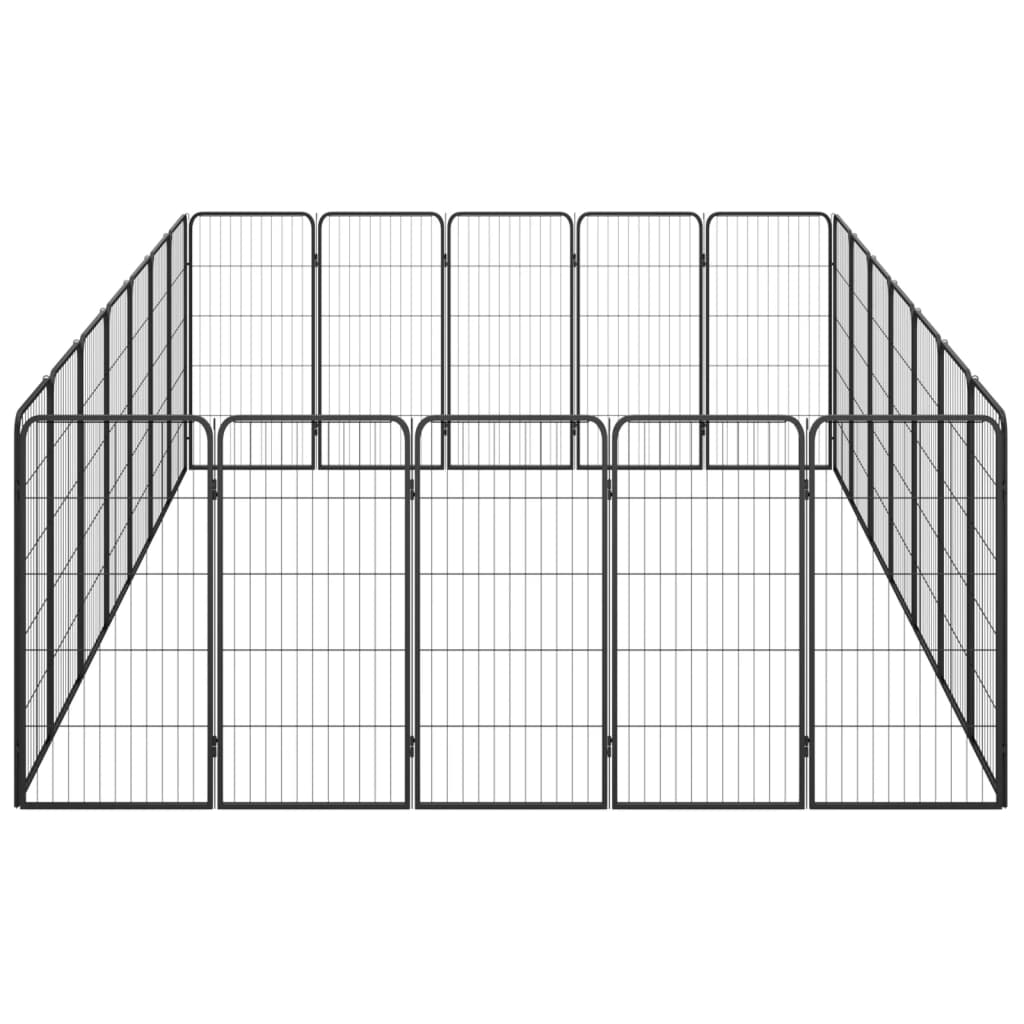 Hondenkennel 40 panelen 50 x 100 cm gepoedercoat staal zwart