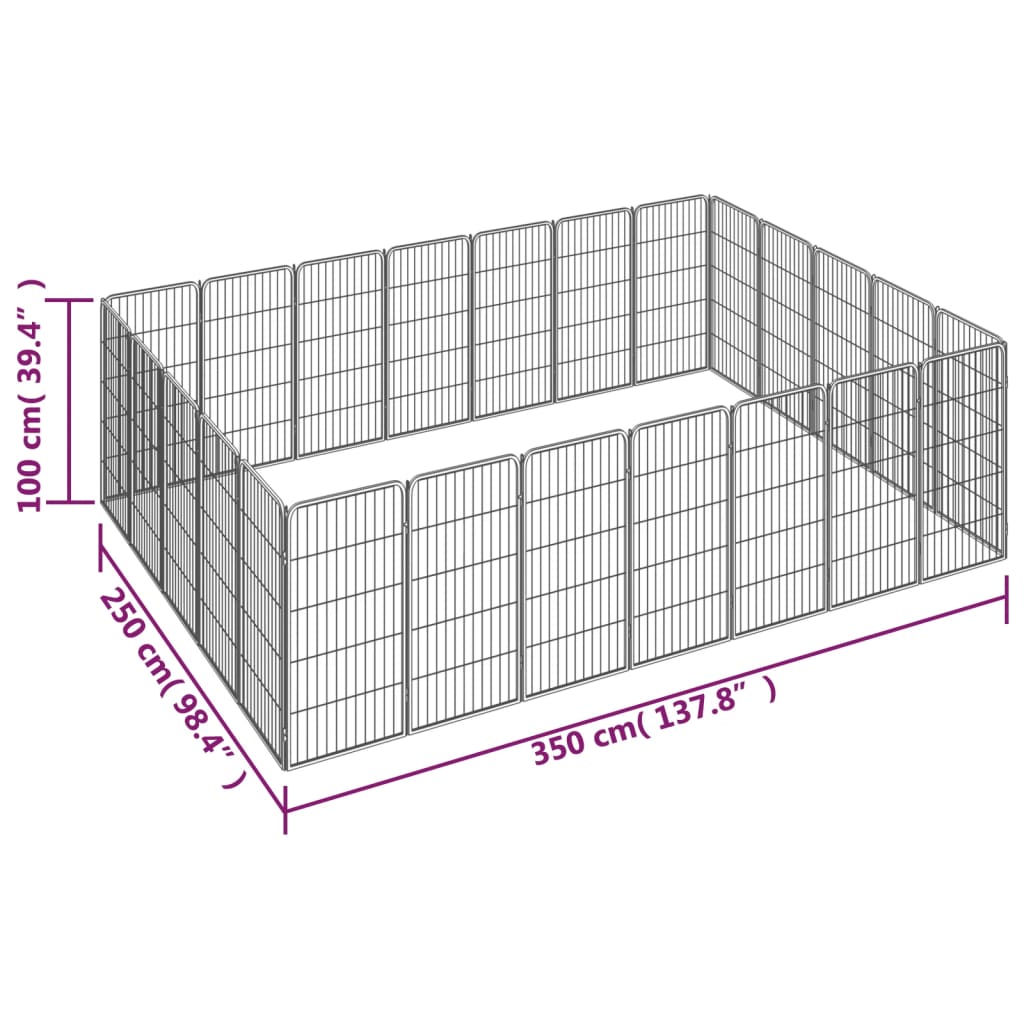 Hondenkennel 40 panelen 50 x 100 cm gepoedercoat staal zwart