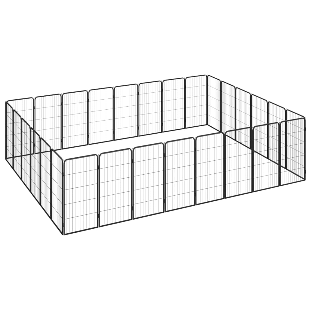 Hondenkennel 40 panelen 50 x 100 cm gepoedercoat staal zwart