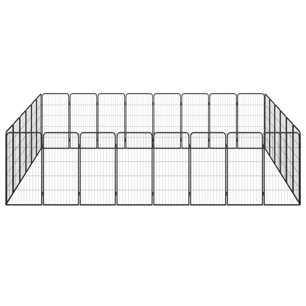 Hondenkennel 40 panelen 50 x 100 cm gepoedercoat staal zwart