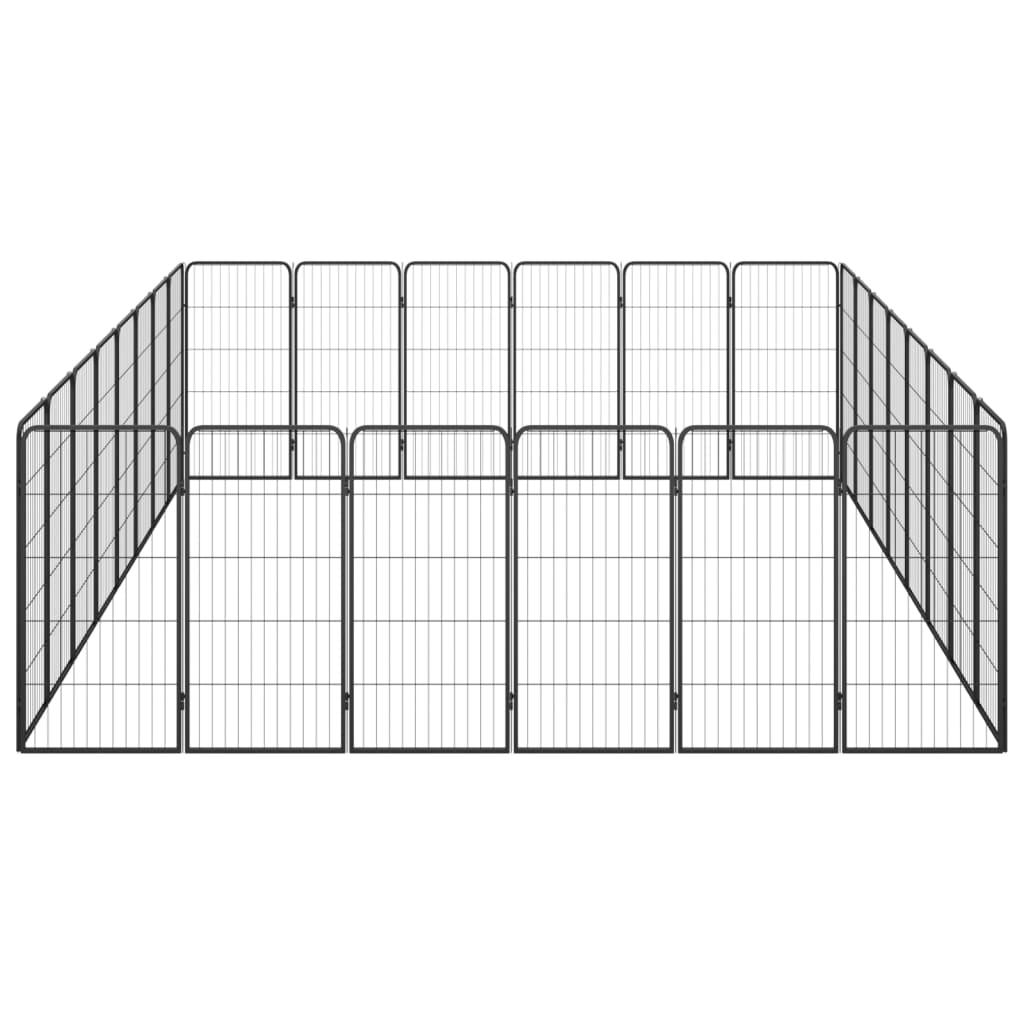 Hondenkennel 40 panelen 50 x 100 cm gepoedercoat staal zwart