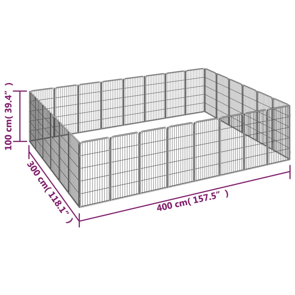 Hondenkennel 40 panelen 50 x 100 cm gepoedercoat staal zwart