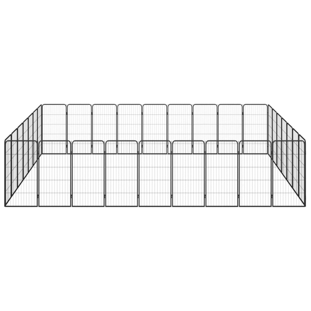 Hondenkennel 40 panelen 50 x 100 cm gepoedercoat staal zwart