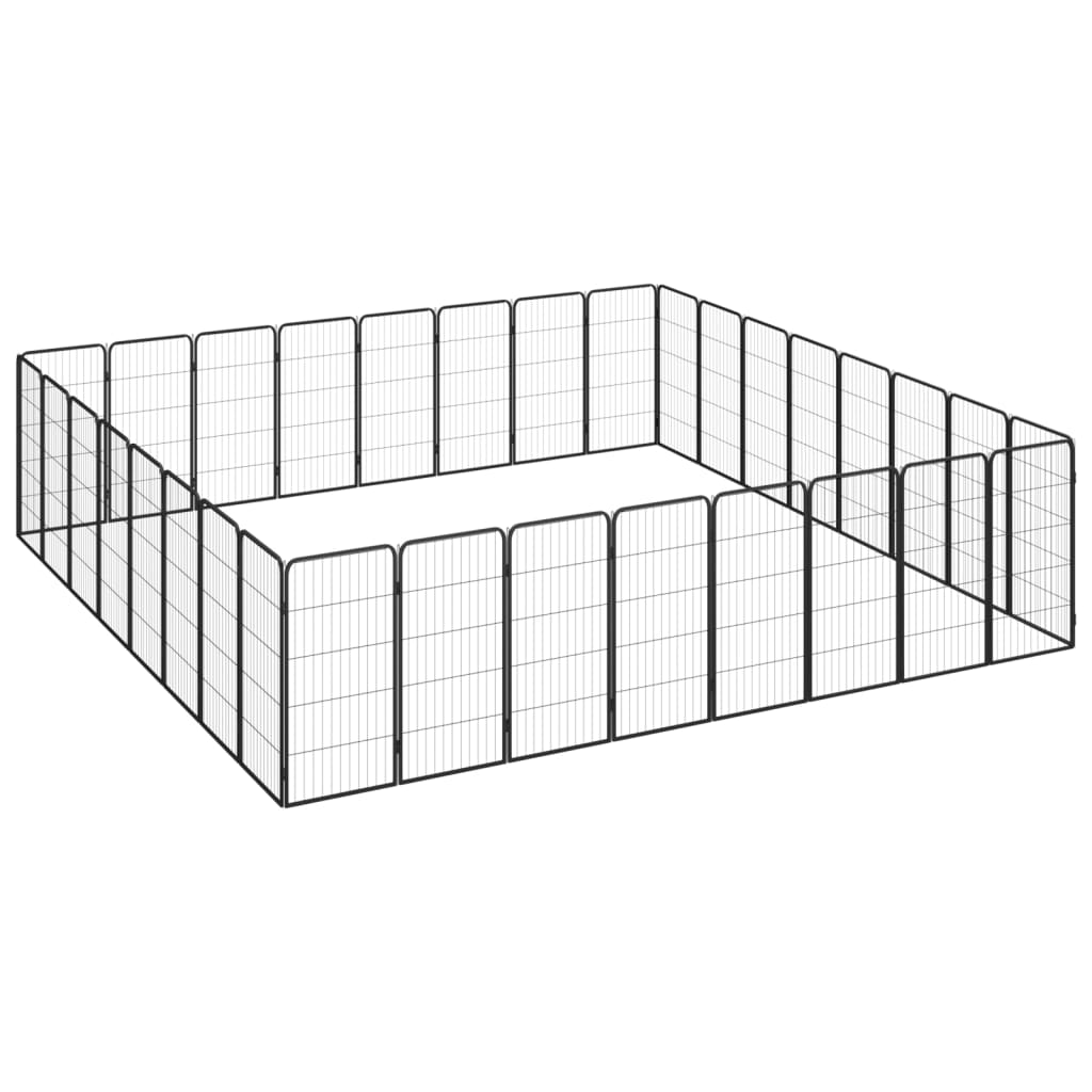 Hondenkennel 40 panelen 50 x 100 cm gepoedercoat staal zwart