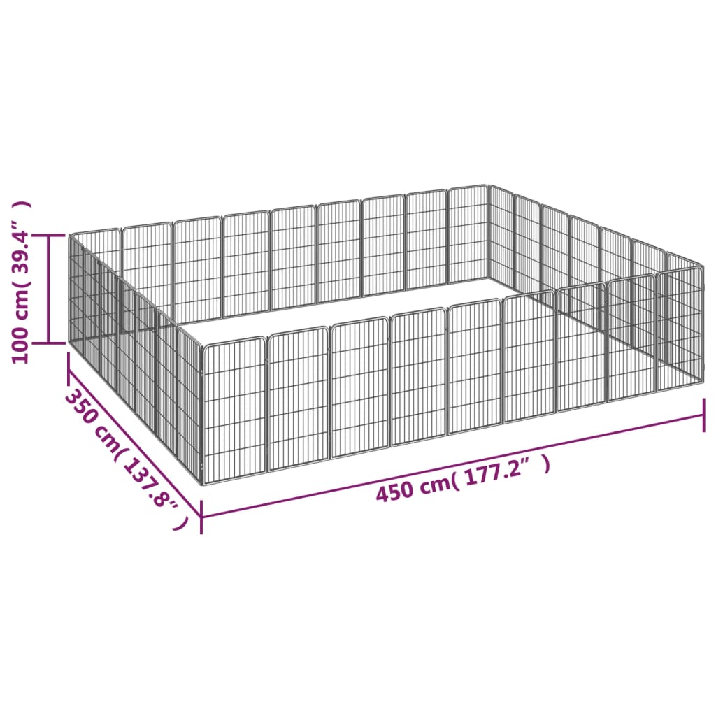 Hondenkennel 40 panelen 50 x 100 cm gepoedercoat staal zwart