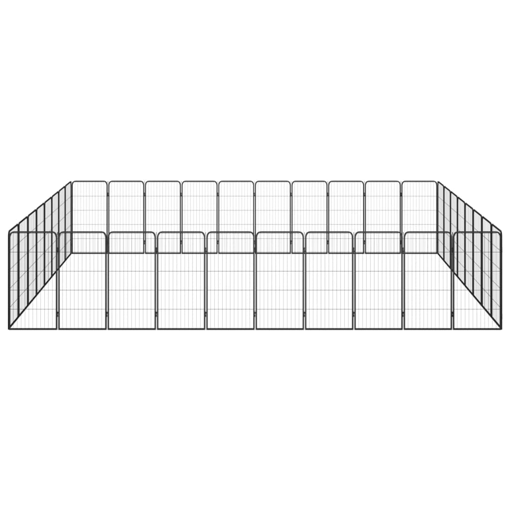 Hondenkennel 40 panelen 50 x 100 cm gepoedercoat staal zwart