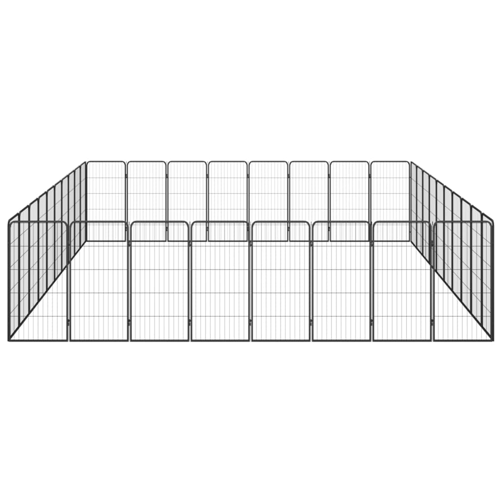 Hondenkennel 40 panelen 50 x 100 cm gepoedercoat staal zwart