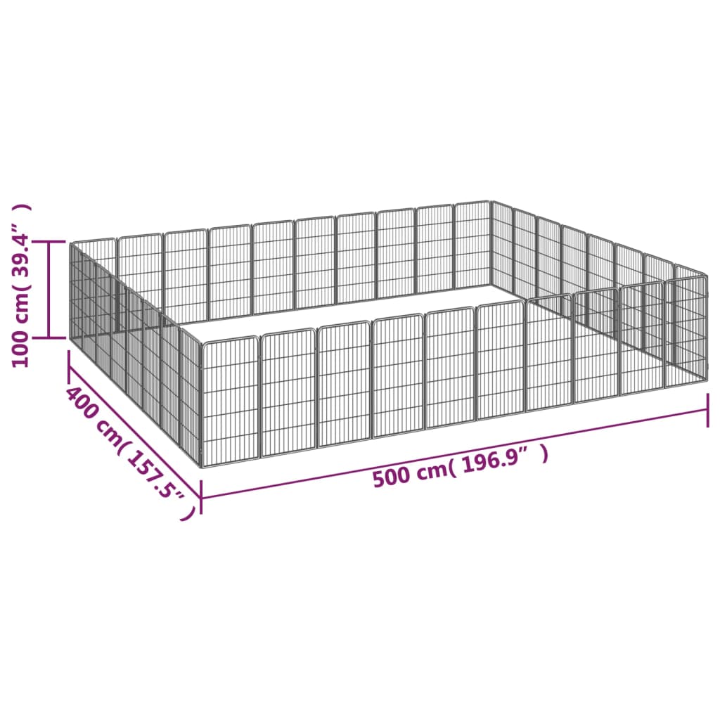 Hondenkennel 40 panelen 50 x 100 cm gepoedercoat staal zwart