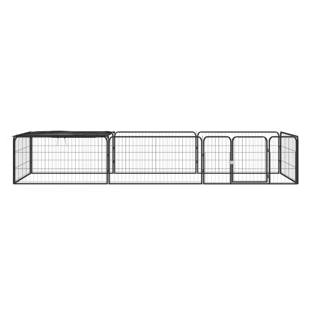 Hondenkennel 16 panelen 100x50 cm gepoedercoat staal zwart