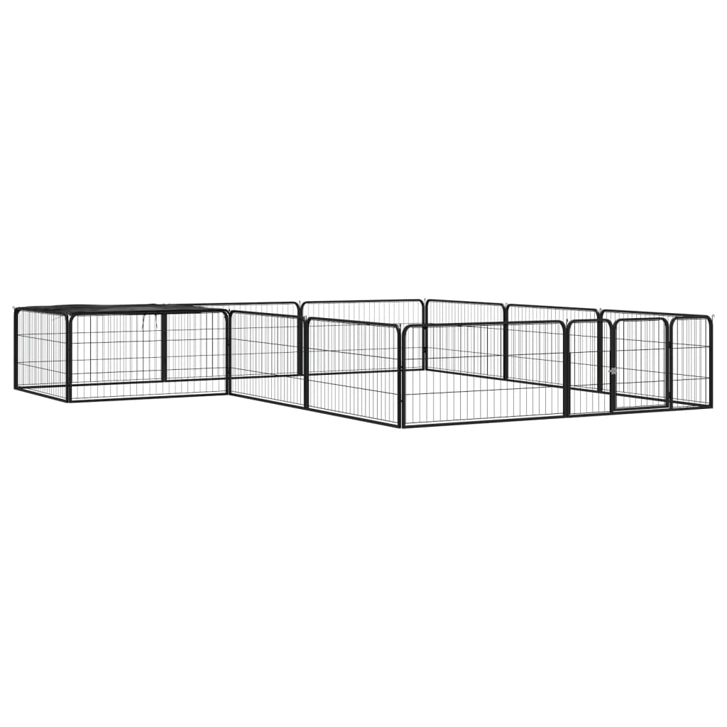 Hondenkennel 16 panelen 100x50 cm gepoedercoat staal zwart