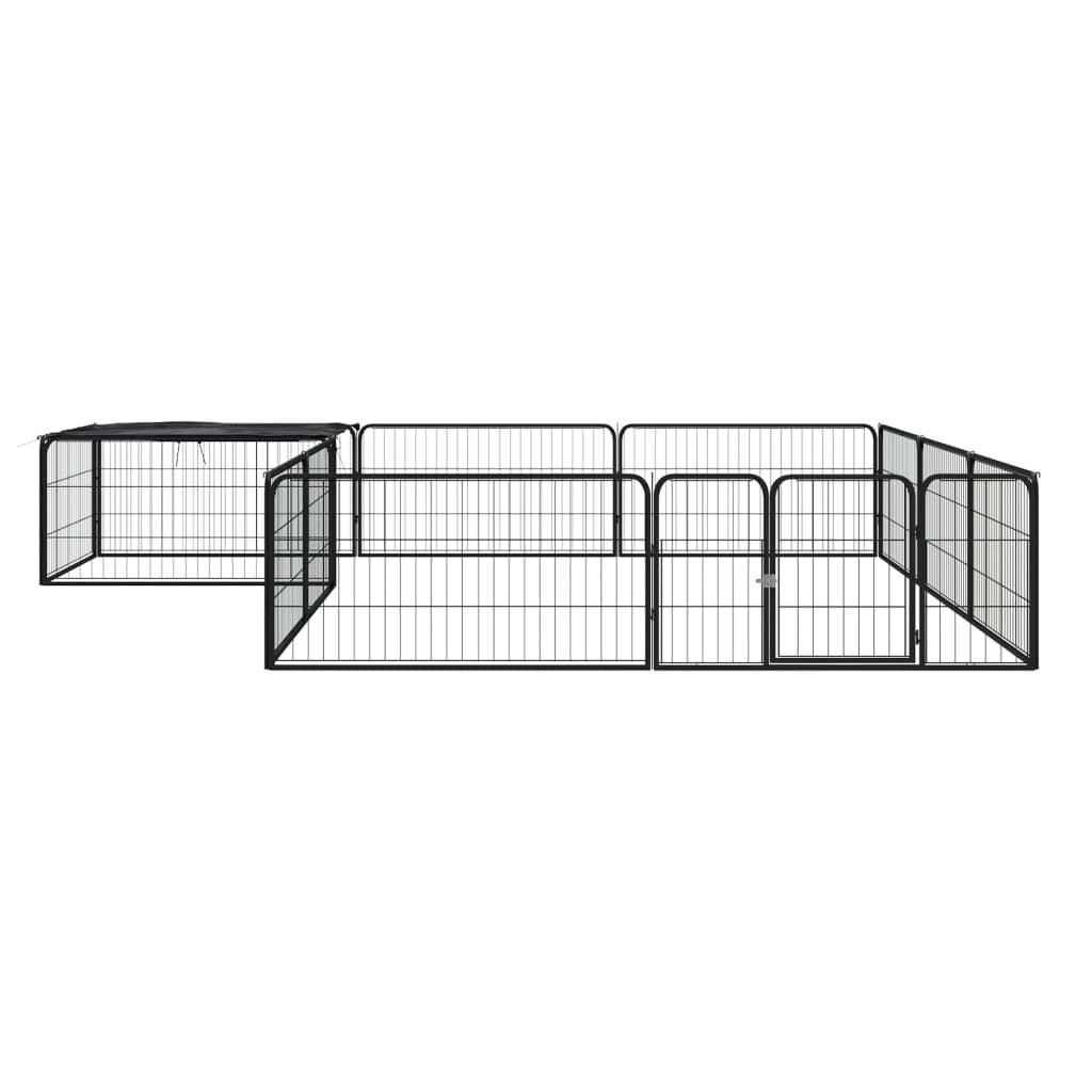 Hondenkennel 16 panelen 100x50 cm gepoedercoat staal zwart