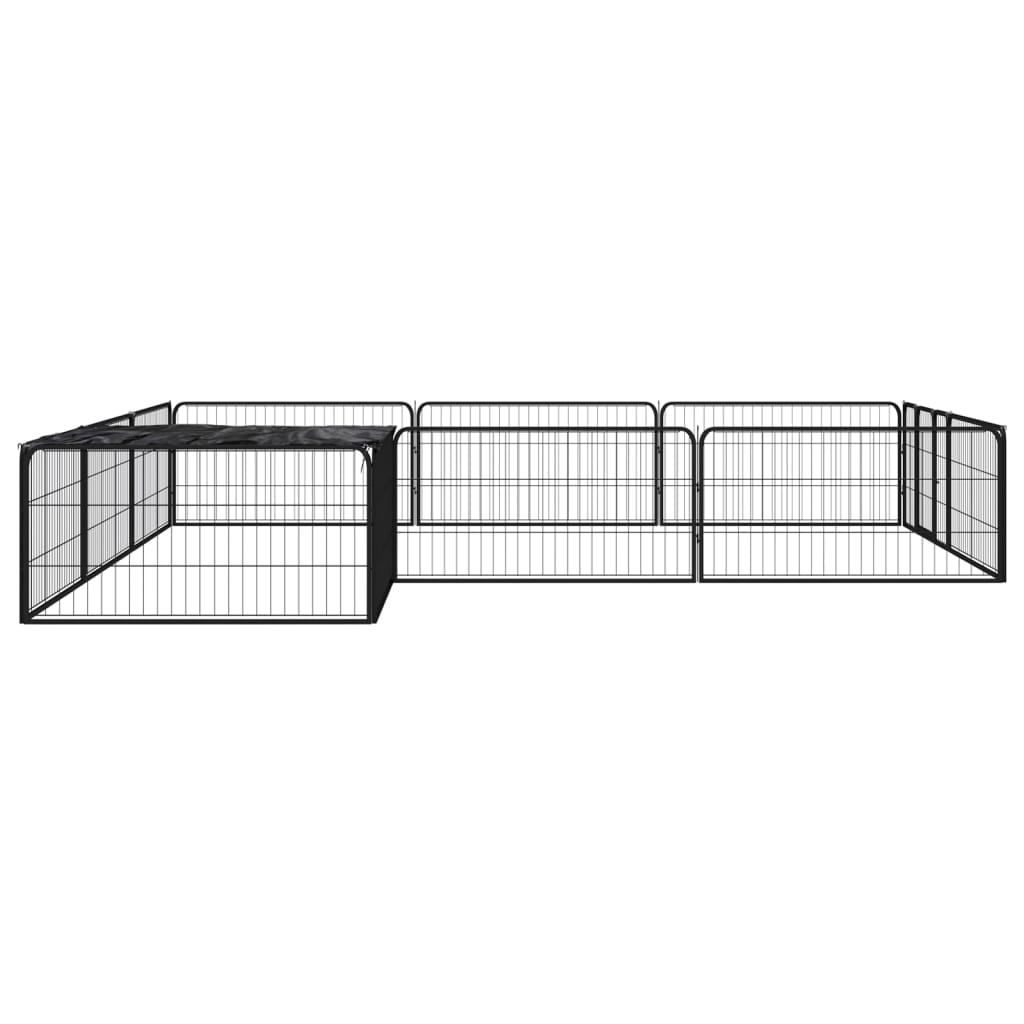 Hondenkennel 16 panelen 100x50 cm gepoedercoat staal zwart