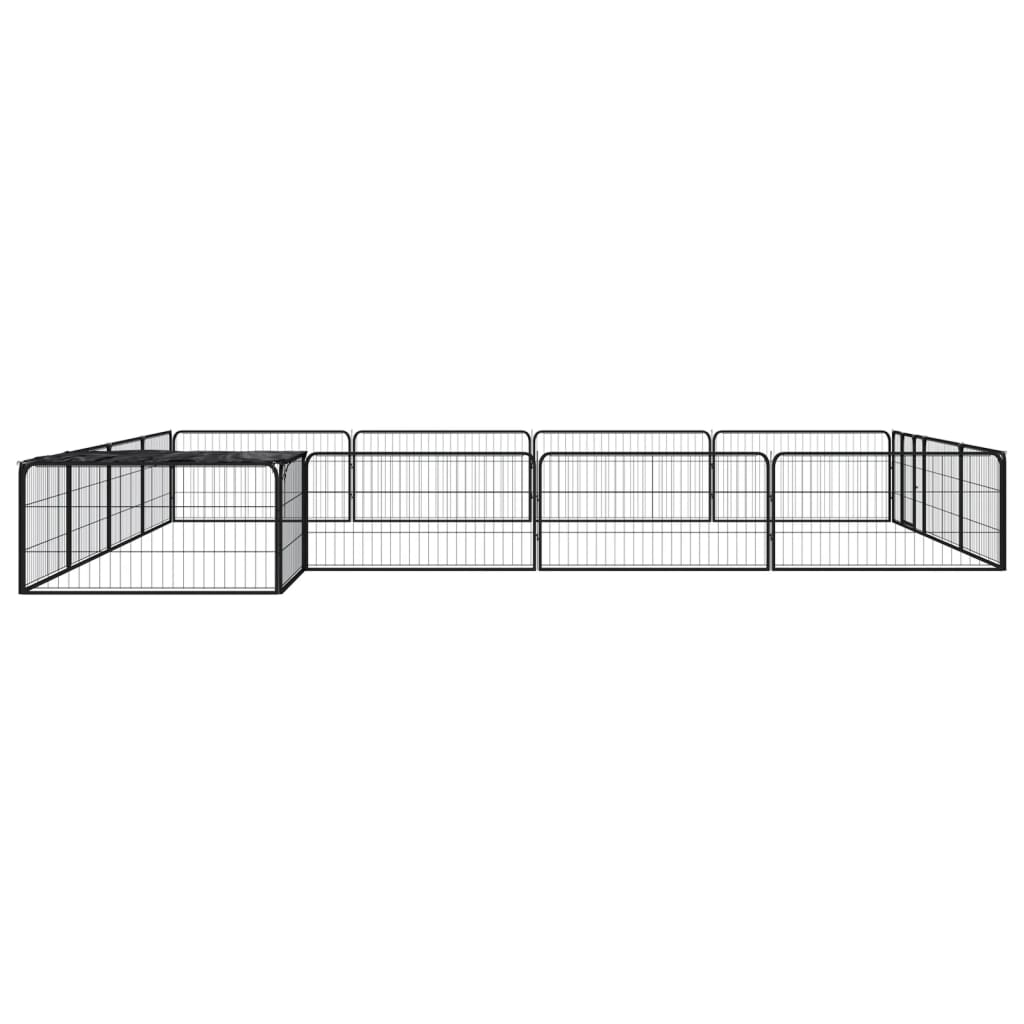 Hondenkennel 16 panelen 100x50 cm gepoedercoat staal zwart