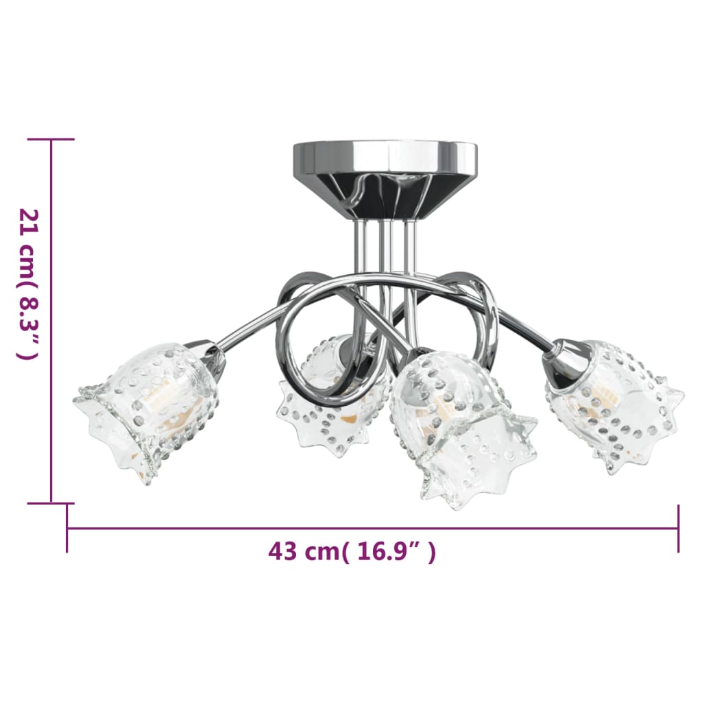 Plafondlamp met gaasdraad kappen voor 4 x G9 LED