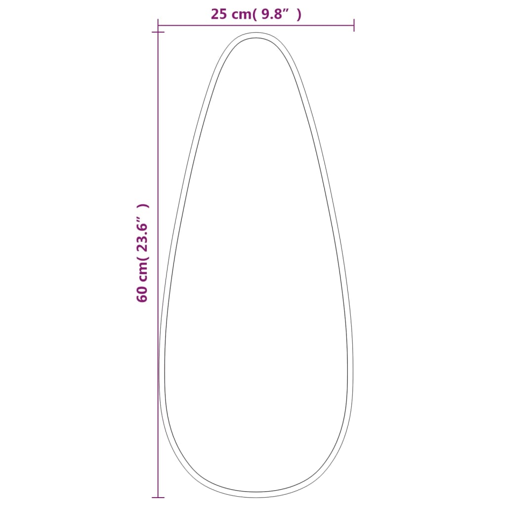 Wandspiegel 60x25 cm zwart