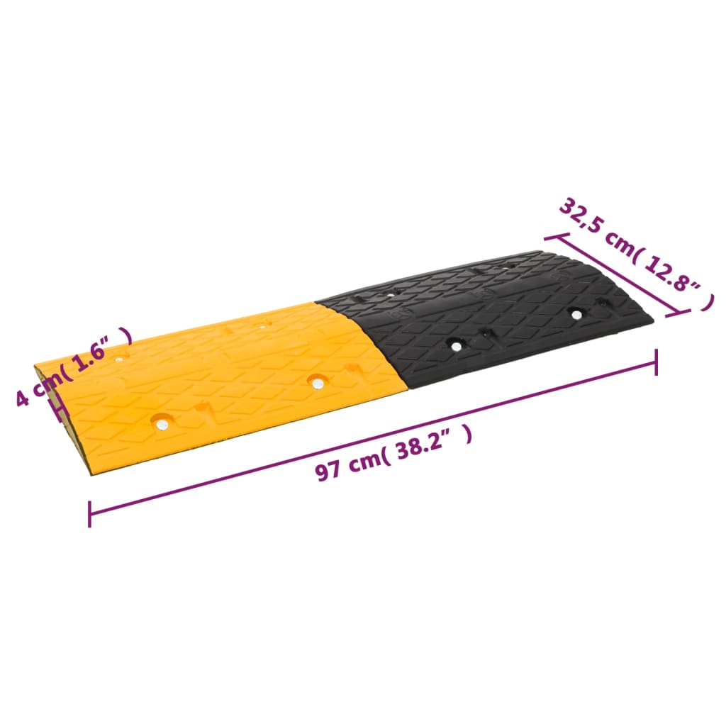 Verkeersdrempel 97x32,5x4 rubber geel en zwart