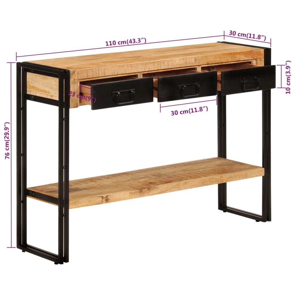 Wandtafel 110x30x76 cm massief gerecycled hout