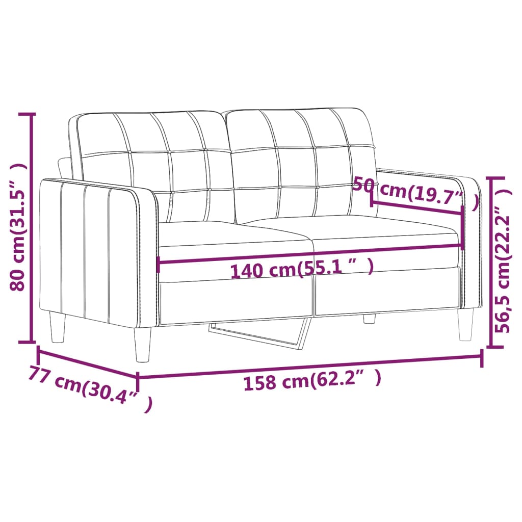 Tweezitsbank 140 cm kunstleer zwart