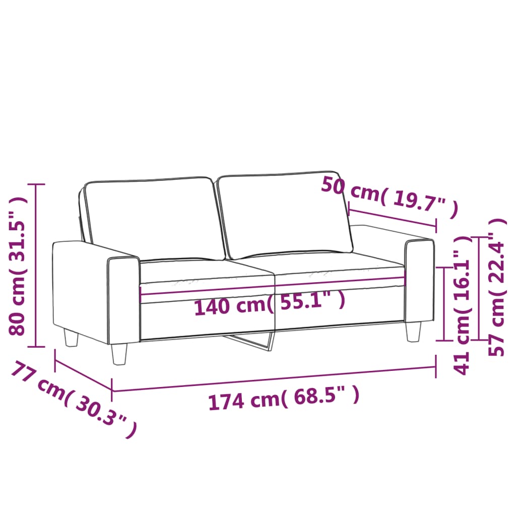 Tweezitsbank 140 cm microvezelstof donkergrijs