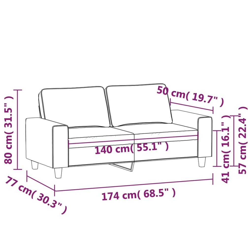 Tweezitsbank 140 cm microvezelstof donkergrijs