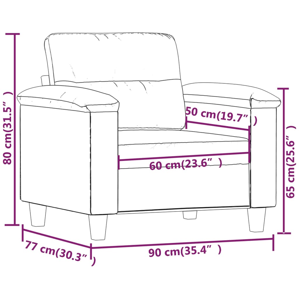 Fauteuil 60 cm microvezelstof lichtgrijs