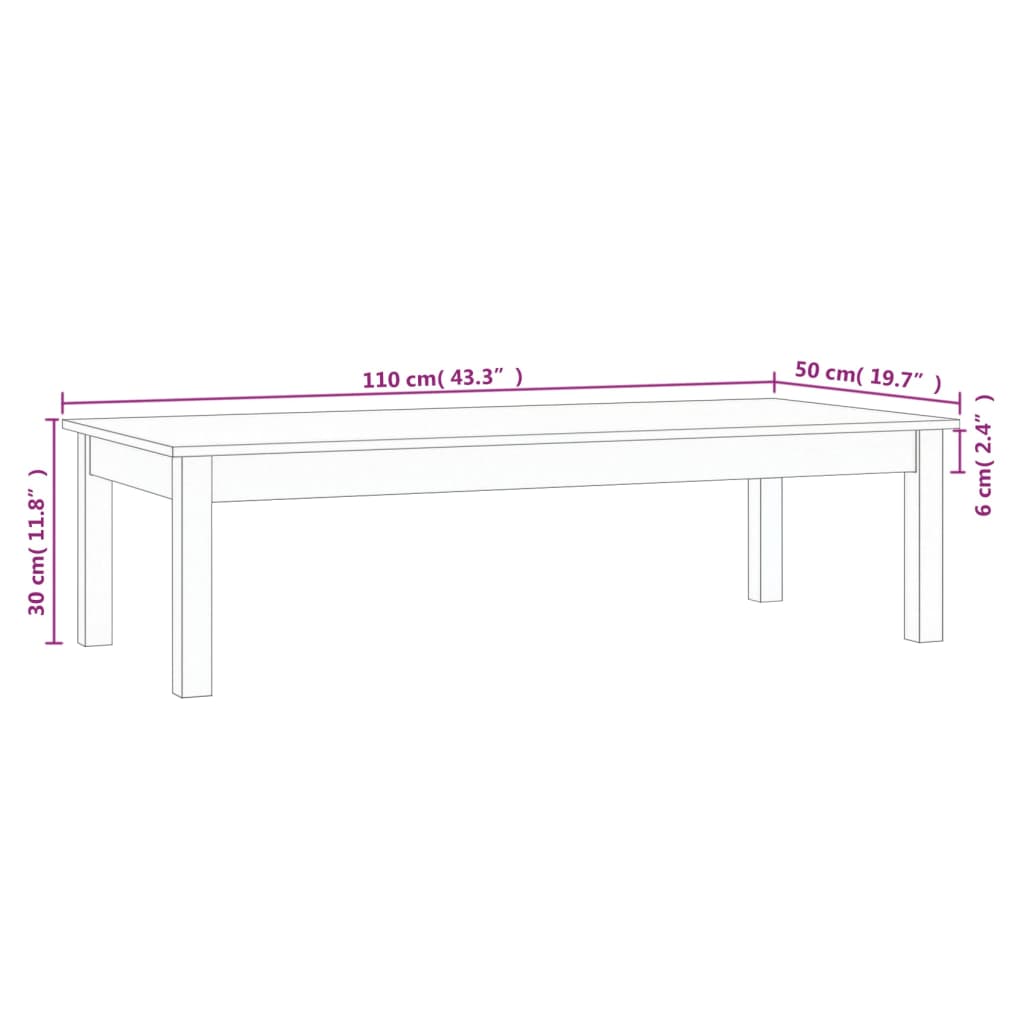 Salontafel 80x50x40 cm massief grenenhout