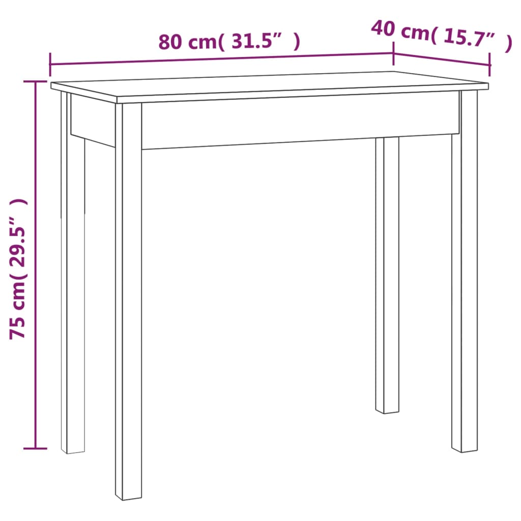 Wandtafel 110x40x75 cm massief grenenhout