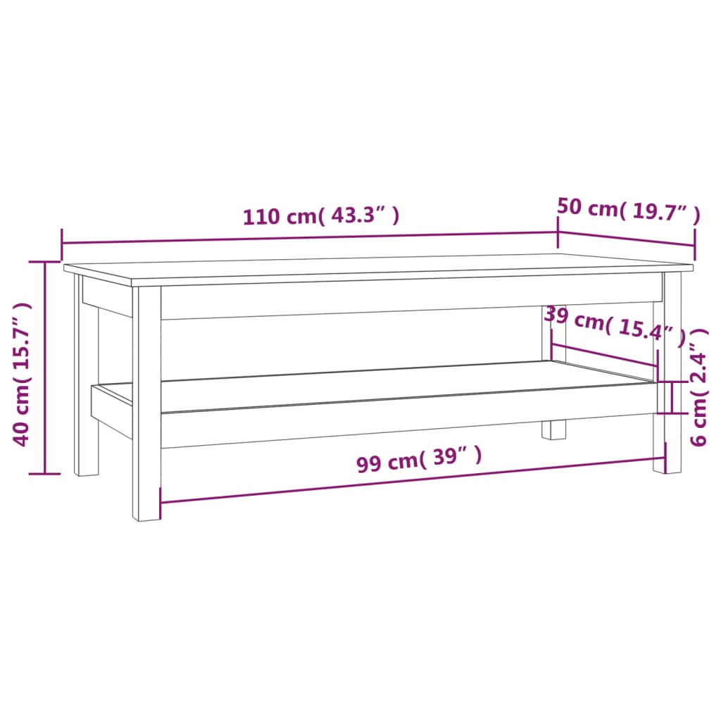 Salontafel 35x35x40 cm massief grenenhout