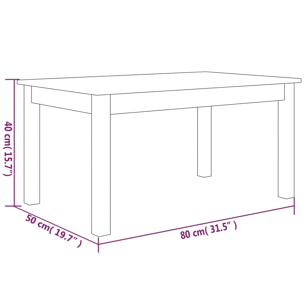 Salontafel 35x35x30 cm massief grenenhout