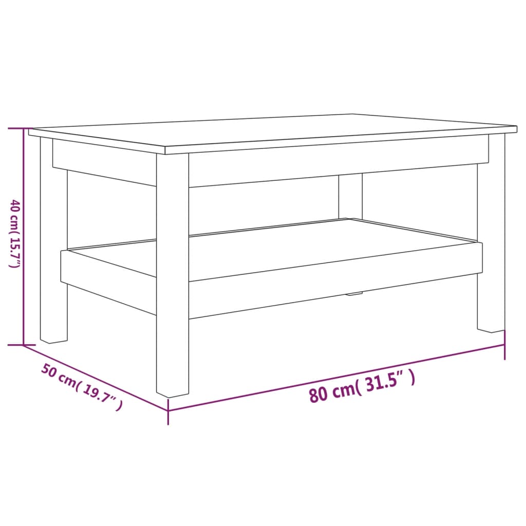 Salontafel 35x35x40 cm massief grenenhout