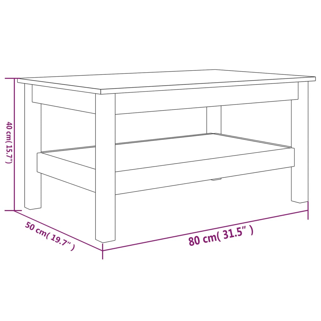 Salontafel 35x35x40 cm massief grenenhout