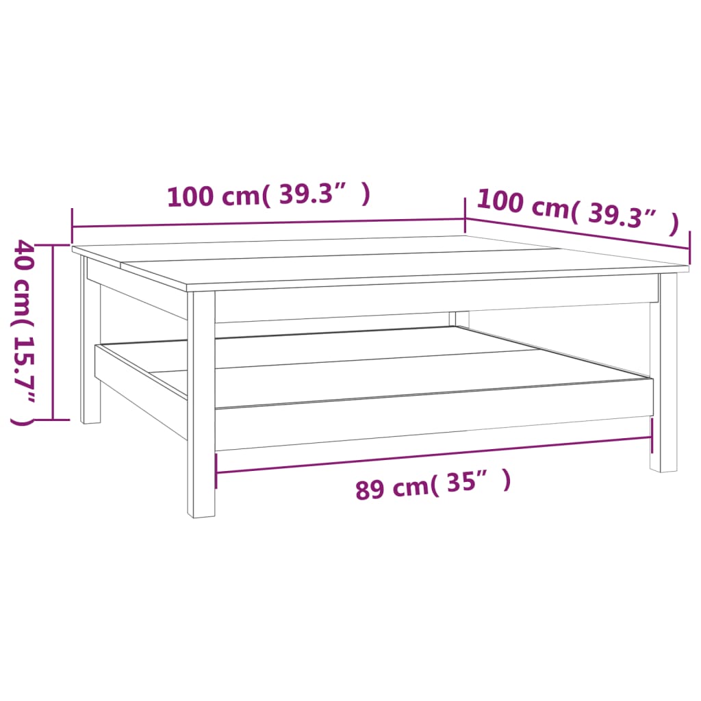 Salontafel 35x35x40 cm massief grenenhout