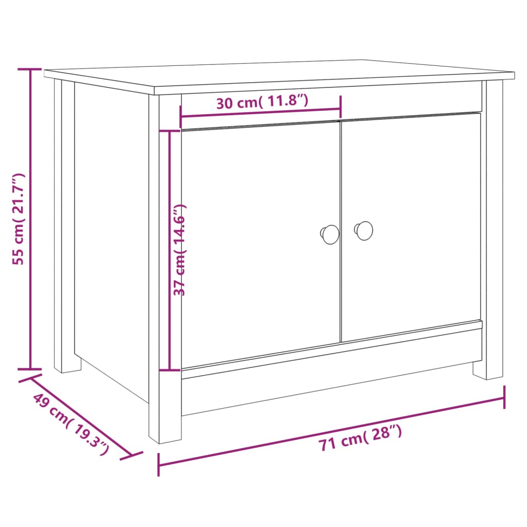 Salontafel 71x49x55 cm massief grenenhout